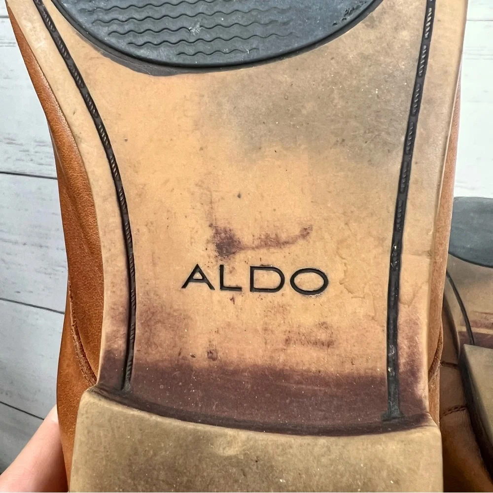 Aldo Men’s Tan Leather Derby Shoes